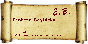 Einhorn Boglárka névjegykártya